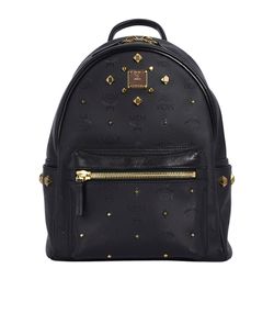 Small Studded Backpack, Leather, Black, 10051604, DB, 2*